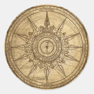 Compass Rose and World Map' Sticker