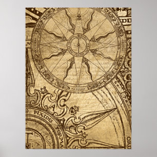 Old Compass Rose Poster