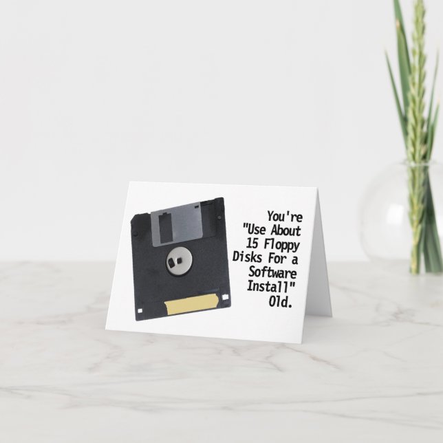 Old Computer Technology Floppy Disk Birthday Card (Front)