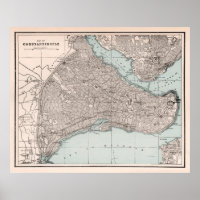 Old Constantinople Map (1893) Vintage Istanbul 
