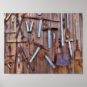 Old construction tools poster
