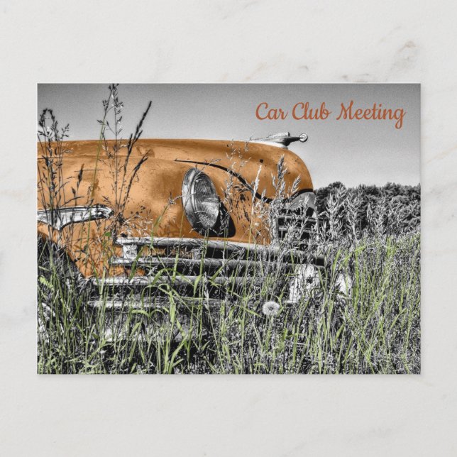 Old Copper Car Abandoned in a Field Postcard (Front)