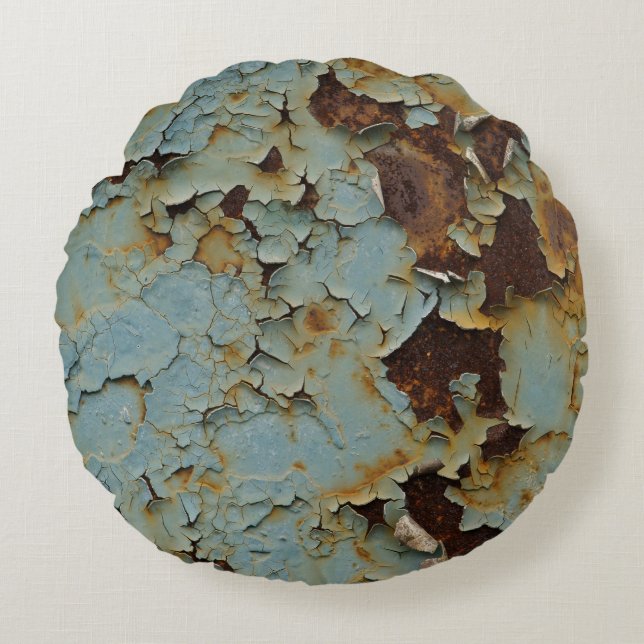 Old, corroded rusty metallic background. round pillow (Front)