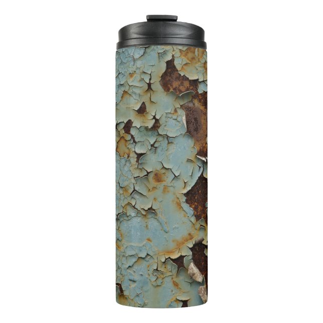 Old, corroded rusty metallic background. thermal tumbler (Front)