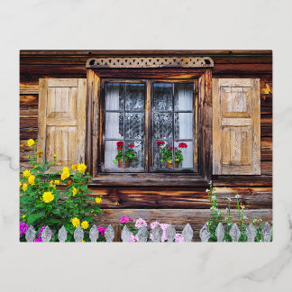Old cottage window postcard