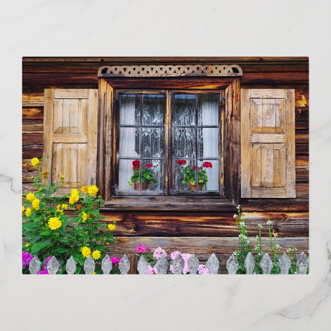 Old cottage window postcard (Front)
