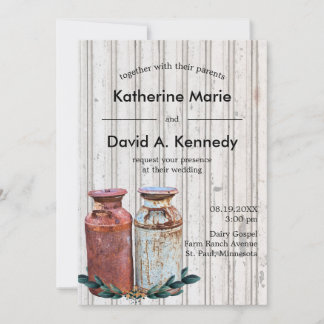 Old Country Milk Cans Budget Wedding Rustic Farm Invitation