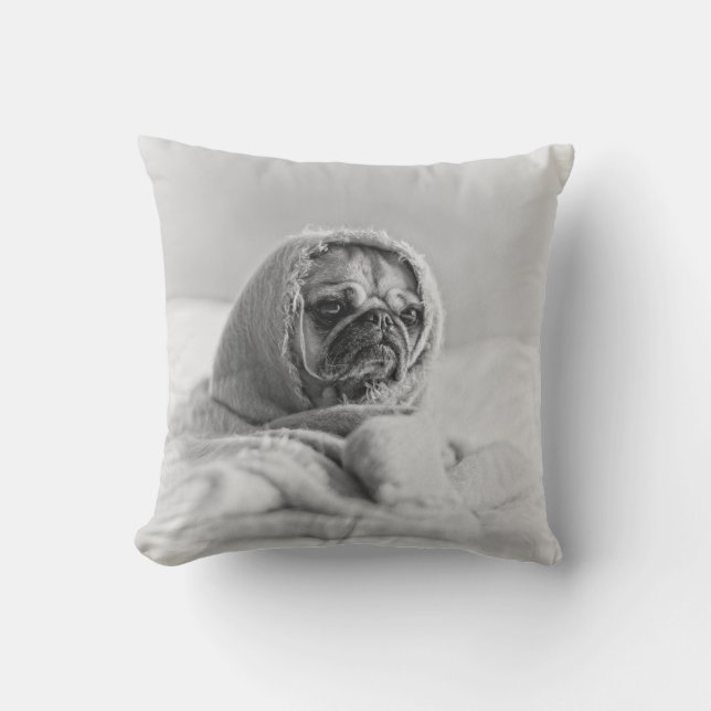 Old Country Pug Throw Pillow (Front)