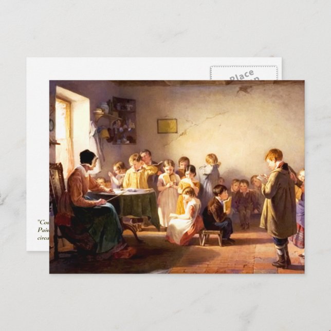 Old Country School Painting Fine Art  Postcard (Front/Back)
