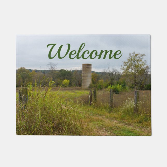 Old Country Silo Landscape Welcome Doormat (Front)