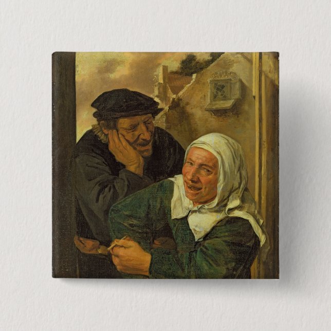 Old Couple 2 Inch Square Button (Front)