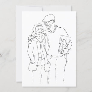 Old Couple original art Anniversary  Holiday Card