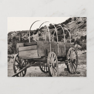 Old covered wagon postcard