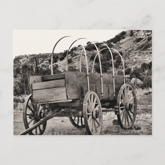 Old covered wagon postcard (Front)