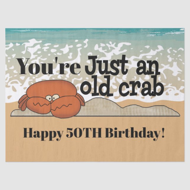 Old crab cute beach Birthday tissue Tissue Paper (Front)