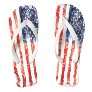 Old Creased American Flag Flip Flops