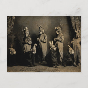 Old Creepy Easter Bunny Postcard