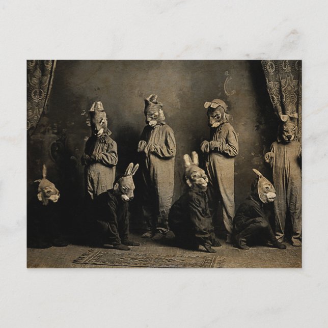 Old Creepy Easter Bunny Postcard (Front)