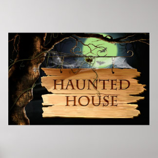 Old Creepy Haunted House Poster