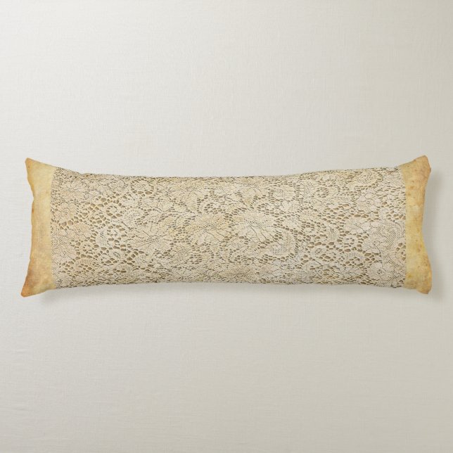 Old Crochet Lace Floral Pattern + your ideas Body Pillow (Front)