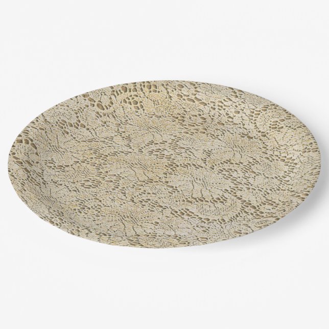 Old Crochet Lace Floral Pattern + your ideas Paper Plate (Angled)