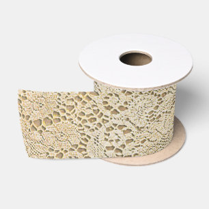 Old Crochet Lace Floral Pattern + your ideas Satin Ribbon