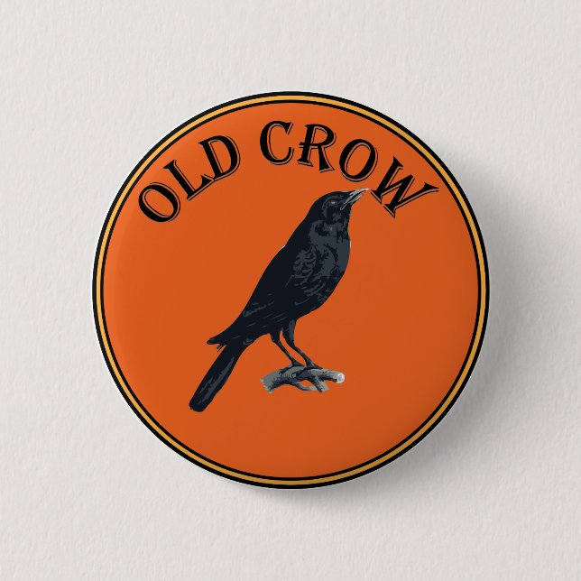 old crow 2 inch round button (Front)