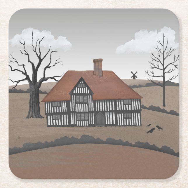 Old Crow Manor Square Paper Coaster (Front)