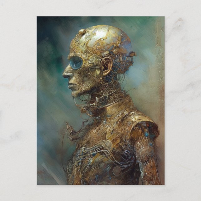 Old Cyborg Futuristic Science Fiction Postcard (Front)