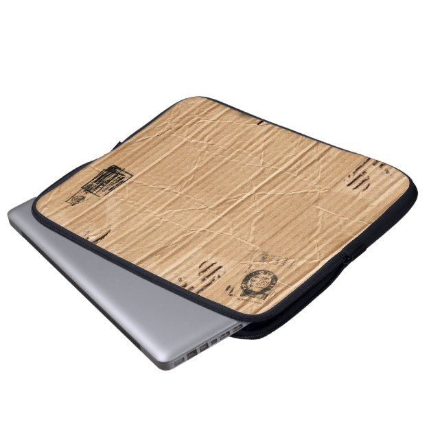 Old Damaged Brown Cardboard With Stamps And Stains Laptop Sleeve (Front Bottom)