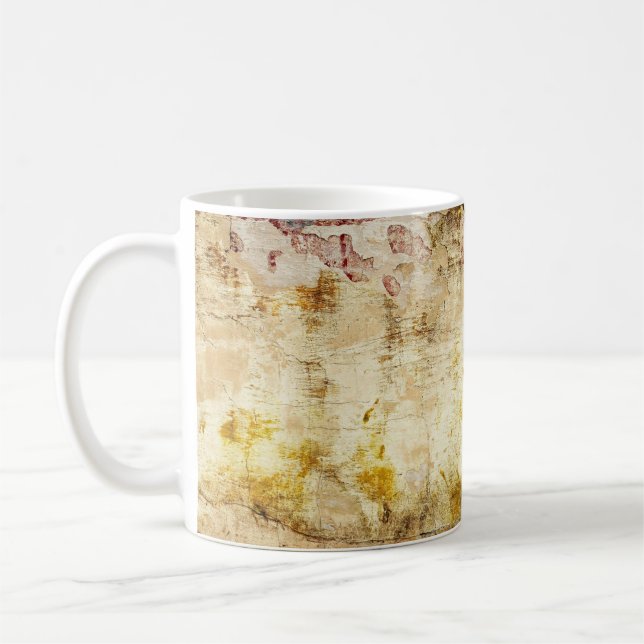 Old damaged wall backgroundabstract, aged, archite coffee mug (Left)