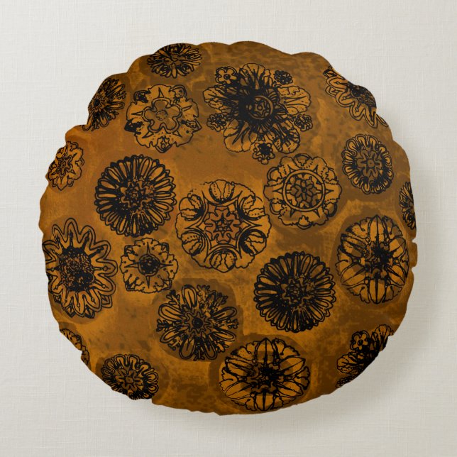 Old day patterns round pillow (Front)