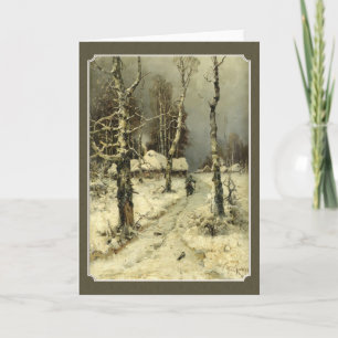old deep winter landscape greeting card