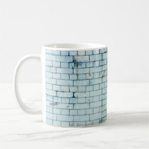 Old dirty white brick wall backgroundabstract, age coffee mug