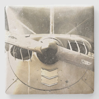Old Distressed Airplane Stone Coaster