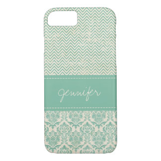 Old Distressed Aqua Custom Name Case-Mate iPhone Case