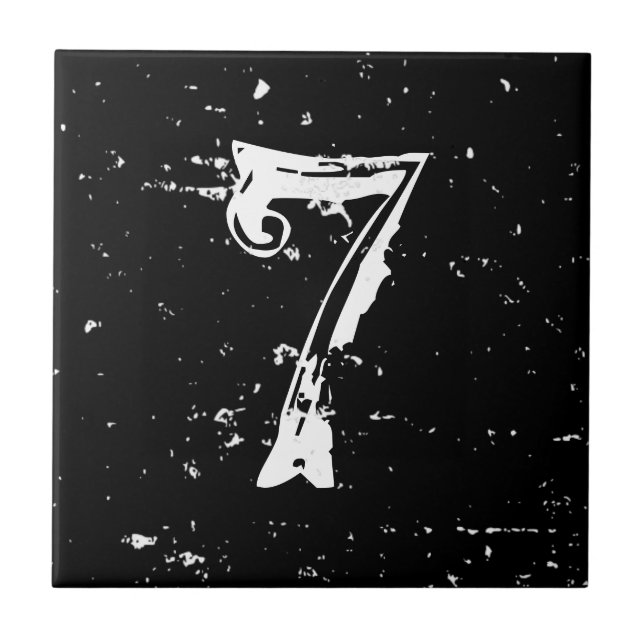 Old distressed street address house number tile (Front)
