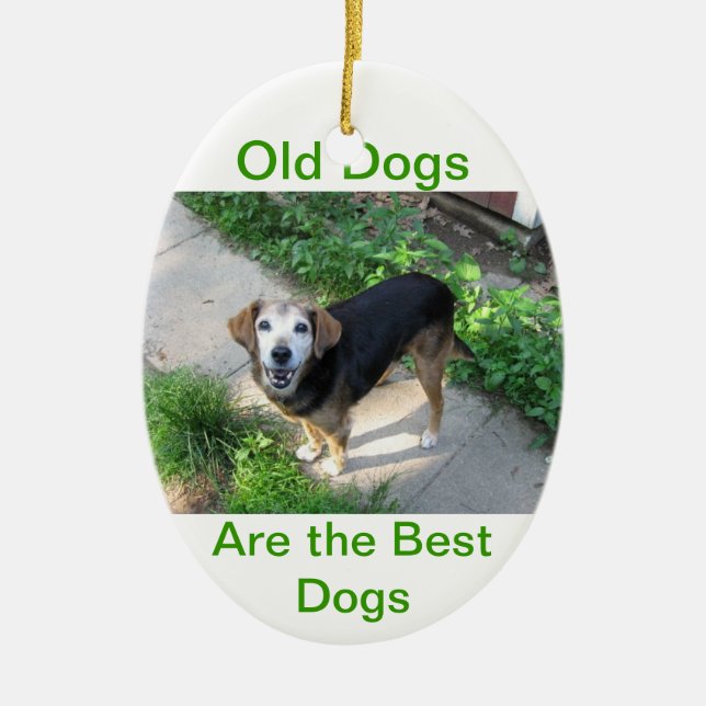 Old Dogs are the Best Dogs Ceramic Ornament (Front)