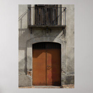 Old Door & Balcony - Rustic Italian Architecture Poster