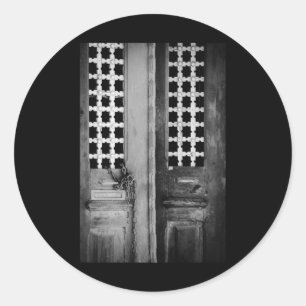 Old Door Faro Black And White Vertical Sticker