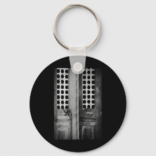 Old Door Faro Black And White Vertical Sticker Keychain