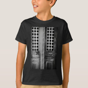 Old Door Faro Black And White Vertical Sticker  T-Shirt