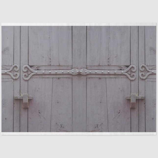 Old Door Hinged Grey Rustic Decoupage 20x30  Tissue Paper (Front)