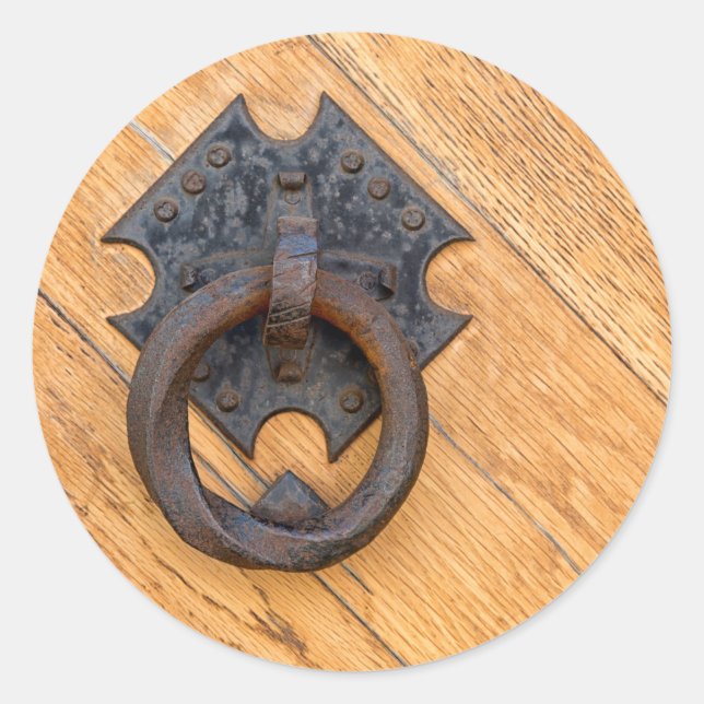 Old door knocker classic round sticker (Front)
