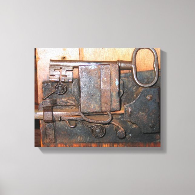 Old  Door Lock and Key  Wrapped Canvas (Front)