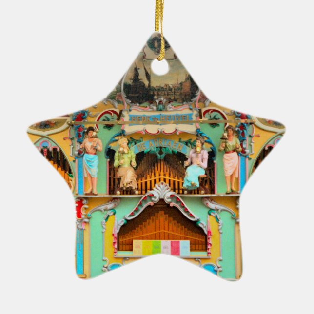 Old Dutch barrel organ Ceramic Ornament (Back)