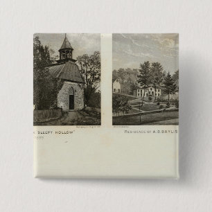 Old Dutch Church, residences 2 Inch Square Button