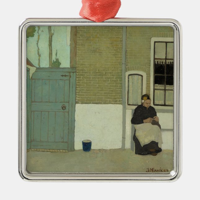 Old Dutch Woman in Front of her House (Jan Mankes) Metal Ornament (Front)