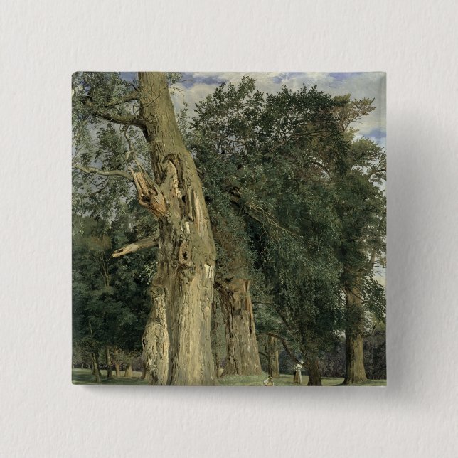 Old elms in Prater, 1831 2 Inch Square Button (Front)