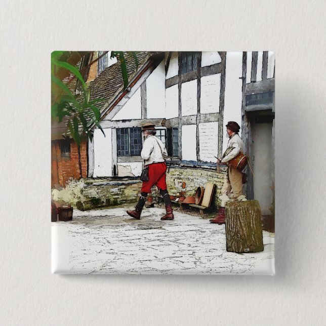 OLD ENGLAND 2 INCH SQUARE BUTTON (Front)